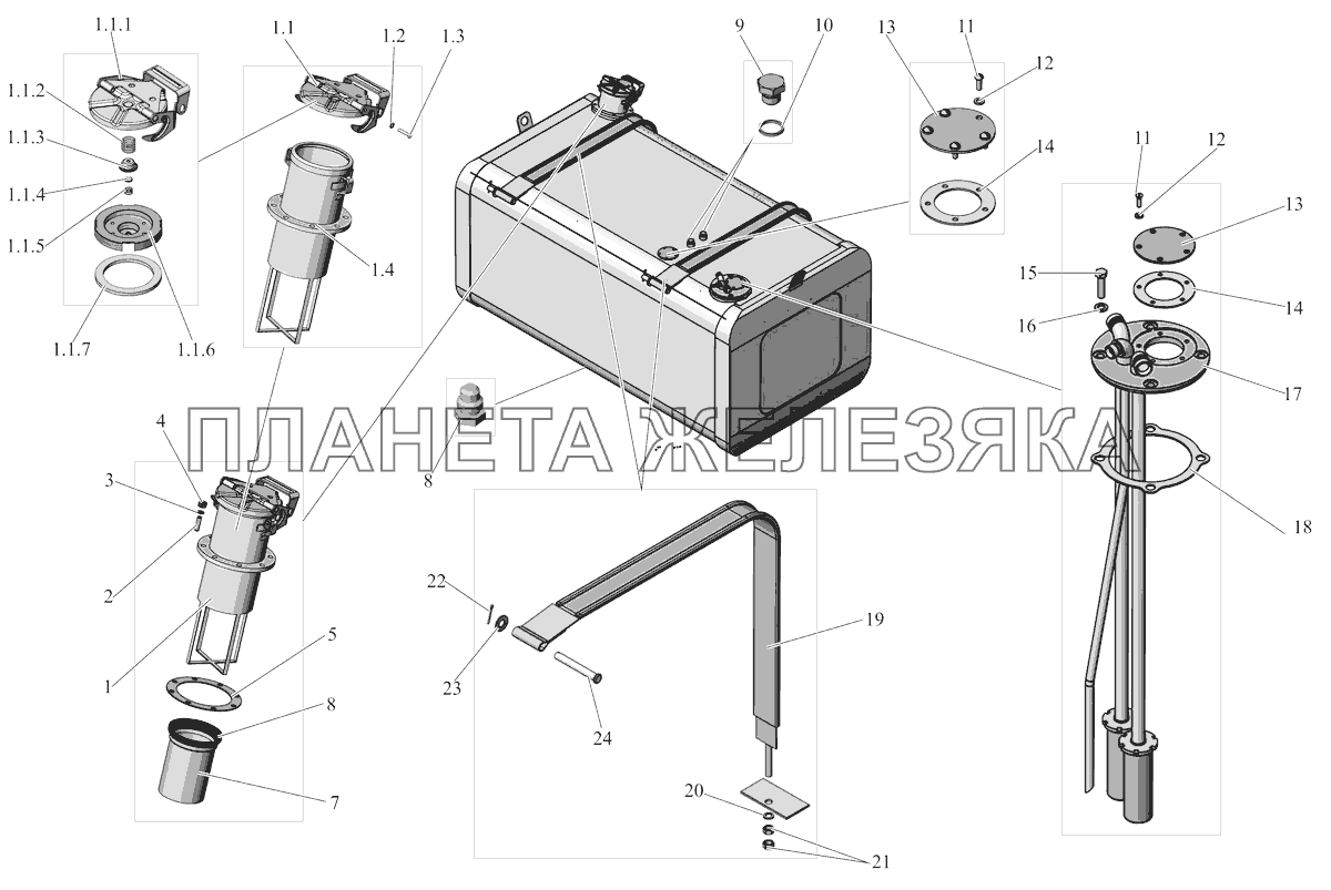 Бак топливный 152062-1101010-02 - для МАЗ 152060. Бак топливный. Крепление топливного бака МАЗ-152 (2011)